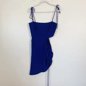 Amanda Uprichard Blue Cutout Mini Dress
